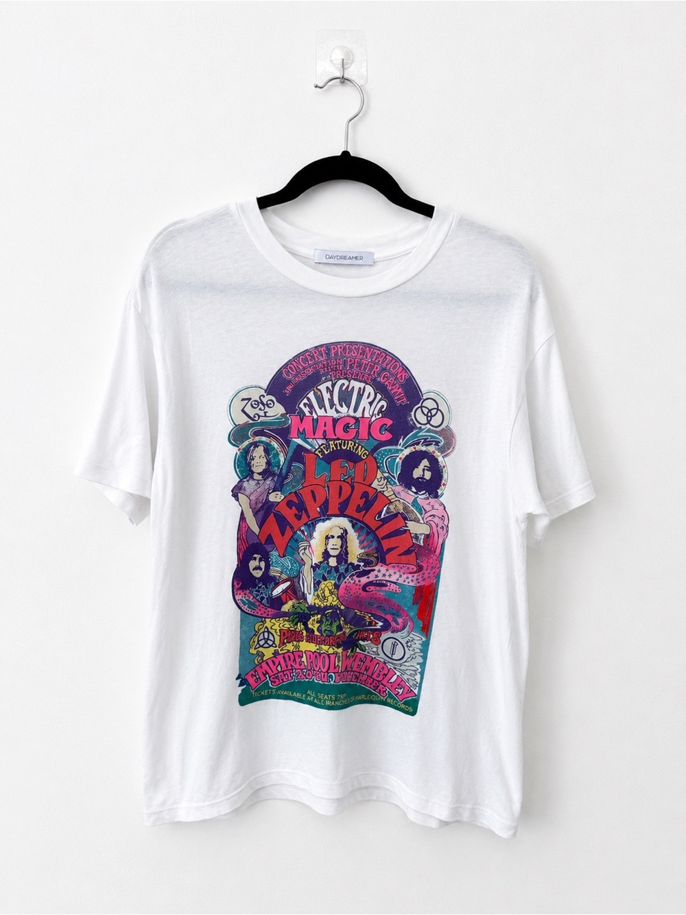 Daydreamer Led Zeppelin  Magic Graphic Tee White 100% Cotton Made in USA, size S